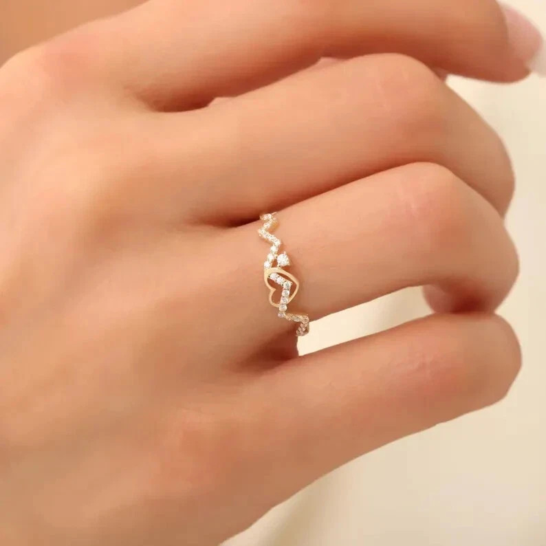 0.25Ct Heart Cut Simulated Diamond Open Heart Promise Ring 14KYellow Gold Plated