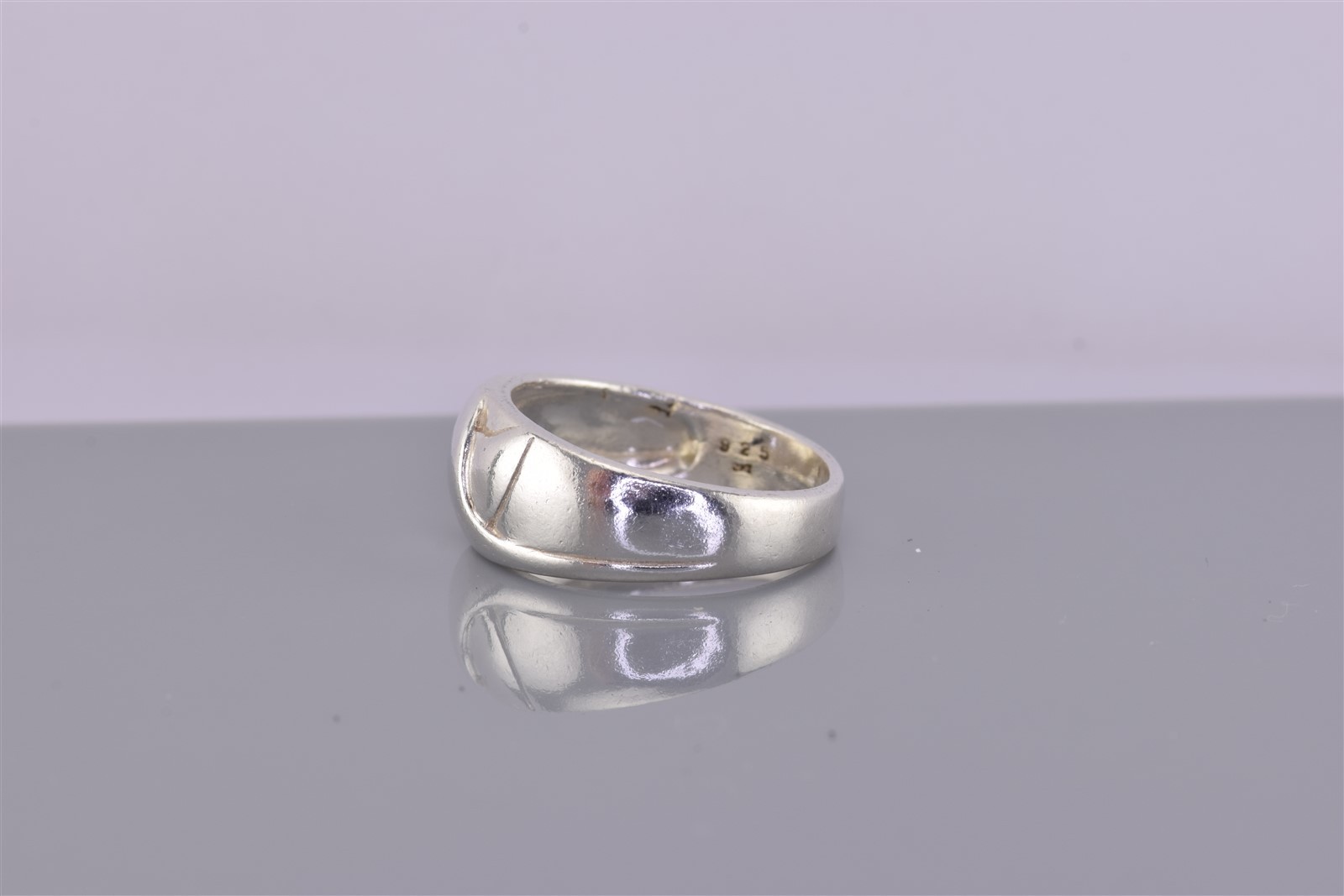 CMI Sterling Silver Flat Fold Over Carved Swirl Dome Band Ring 925 Sz: 8