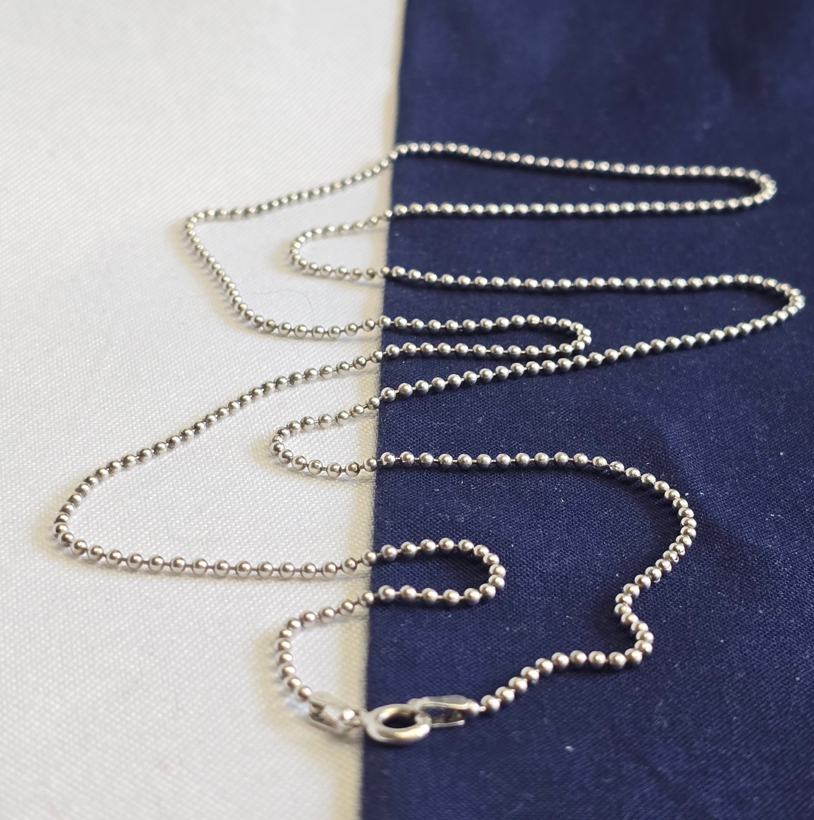Sterling Silver Necklace 7.71g Fine Jewelry 30″ Ball Chain Spring Ring