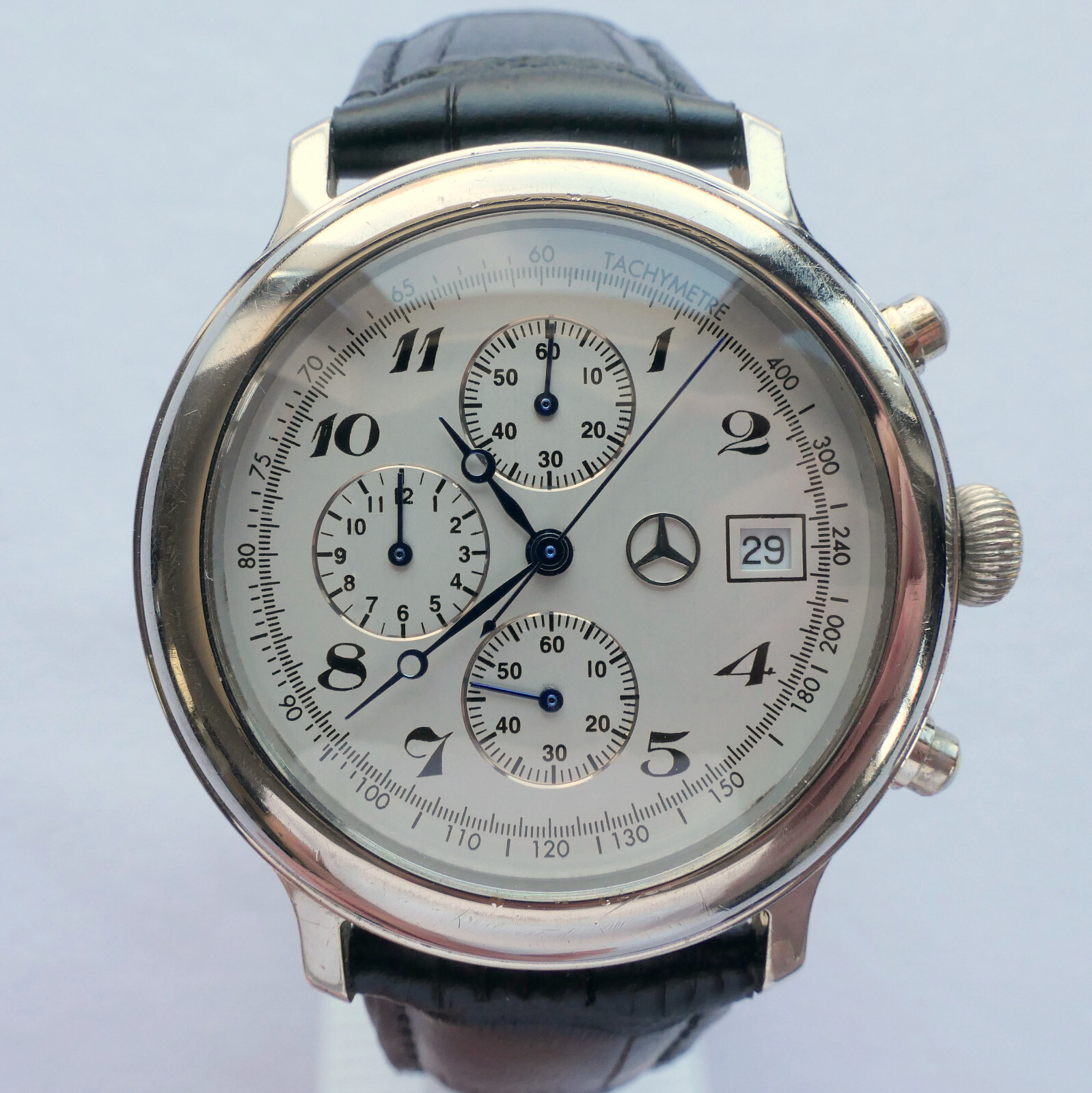 Mercedes Benz Classic 925 Sterling Silver Car Accessory Luxury Chronograph Watch