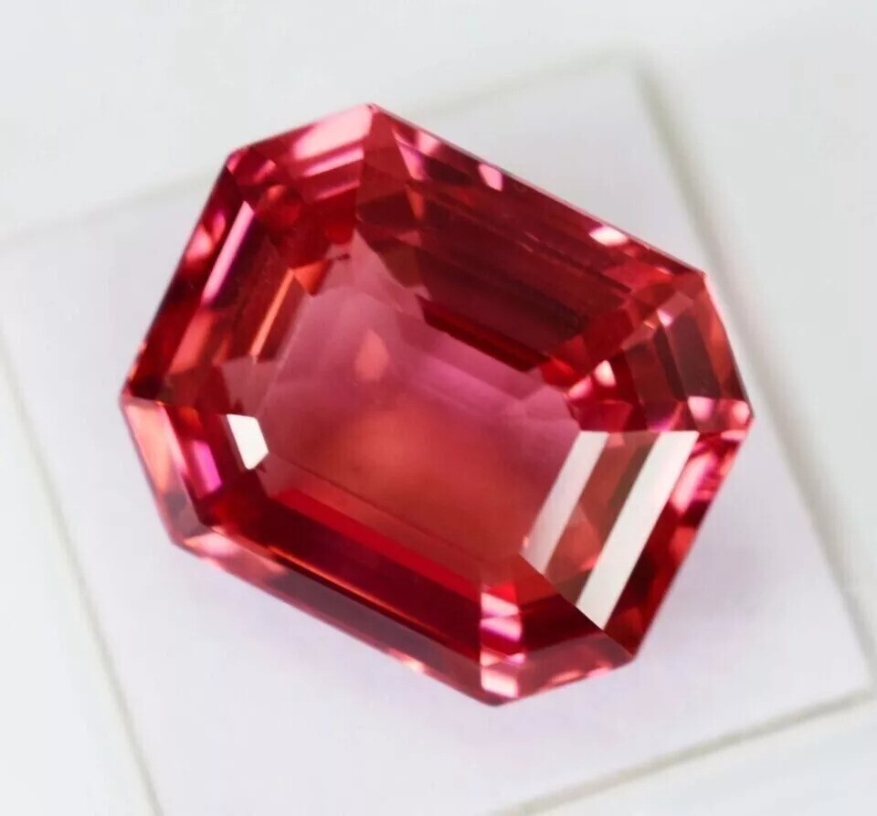 EMERALD CUT CERTIFIED LOOSE GEMSTONE NATURAL PADPARADSCHA SAPPHIRE 50 CT+ BEST