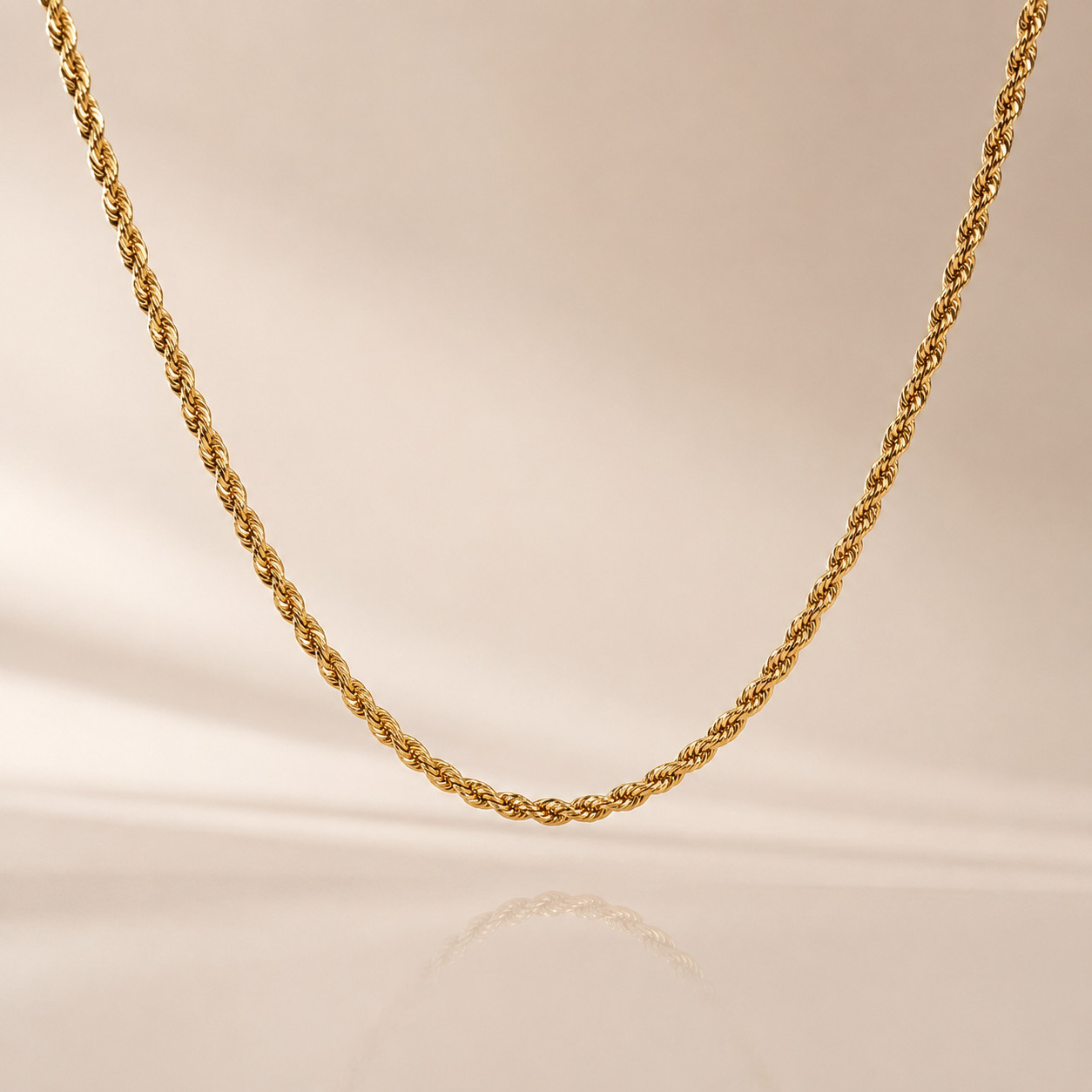 14K Gold Plated Rope Chain Necklace 18-30” 2mm-10mm Unisex Chain