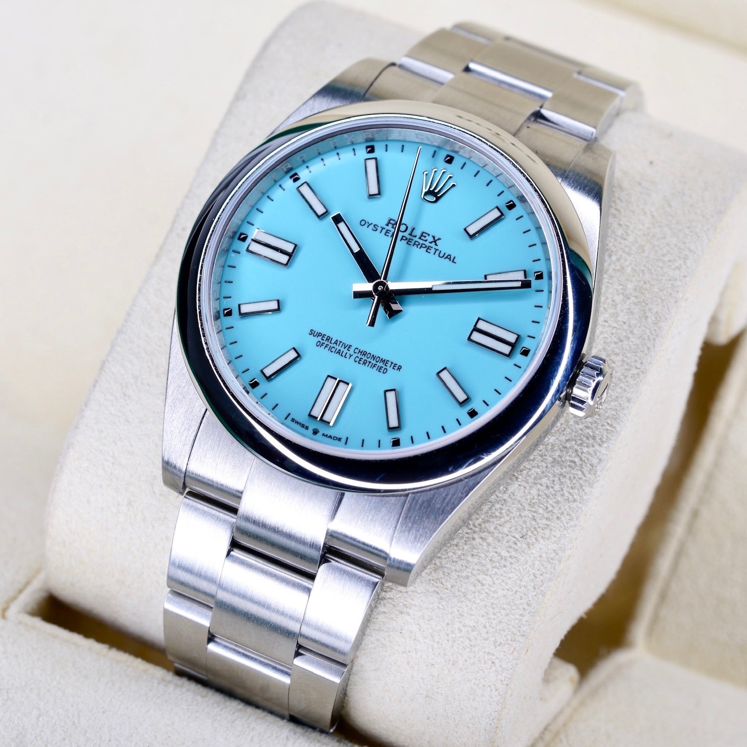 Rolex 124300 Oyster Perpetual 41 TURQUOISE Tiffany Blue Dial Stainless Steel