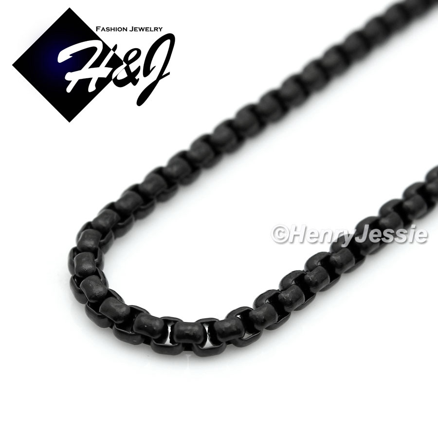 18-36″MEN Stainless Steel 3mm Black Plated Box Chain Necklace Cross Pendant*BP29