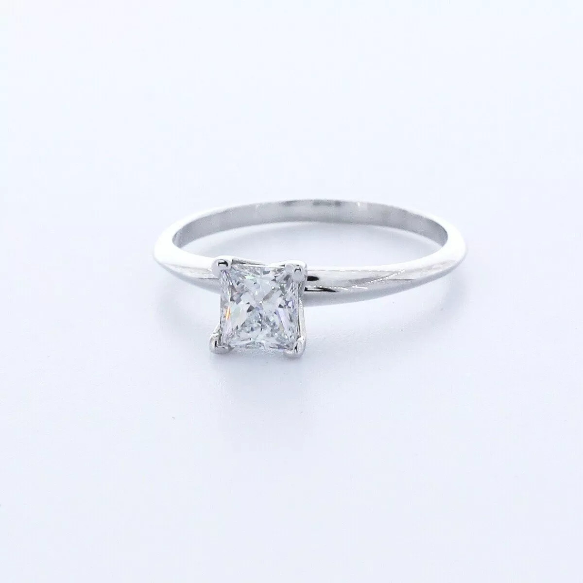 Solitaire Engagement Ring Platinum 0.78 Carat Princess Lab-Grown Diamond D VS1