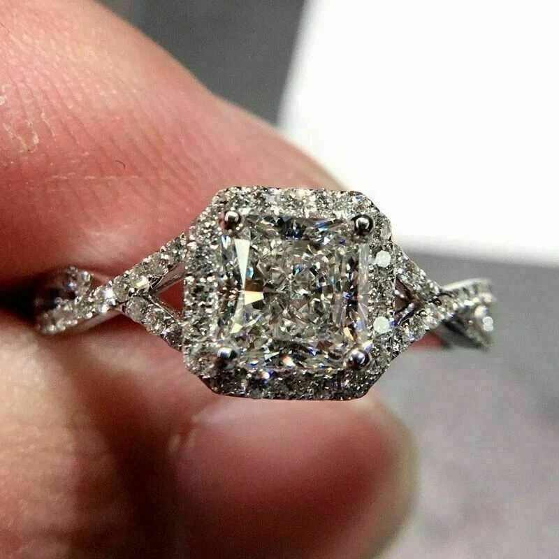 14K White Gold Over 1.50Ct Lab Created Diamond Infinity Engagement Wedding Ring