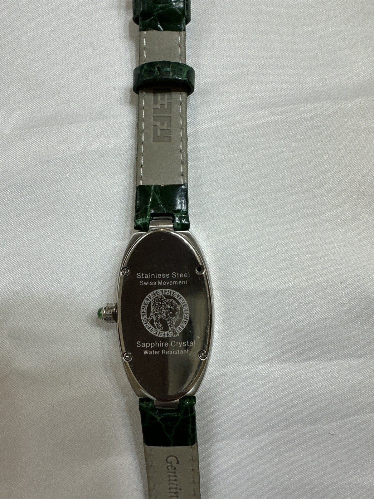 Effy Diamond & Tsavorite 1.78 Ct Swiss Quartz Ladies Watch Green Crocodile Strap
