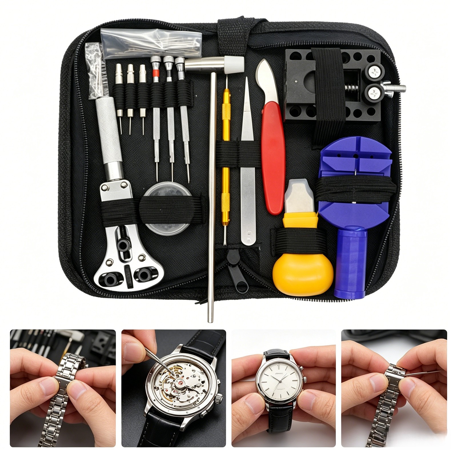 Professional Watch Repair Kit 147pc Battery Tool Set w Easy Carry Bag