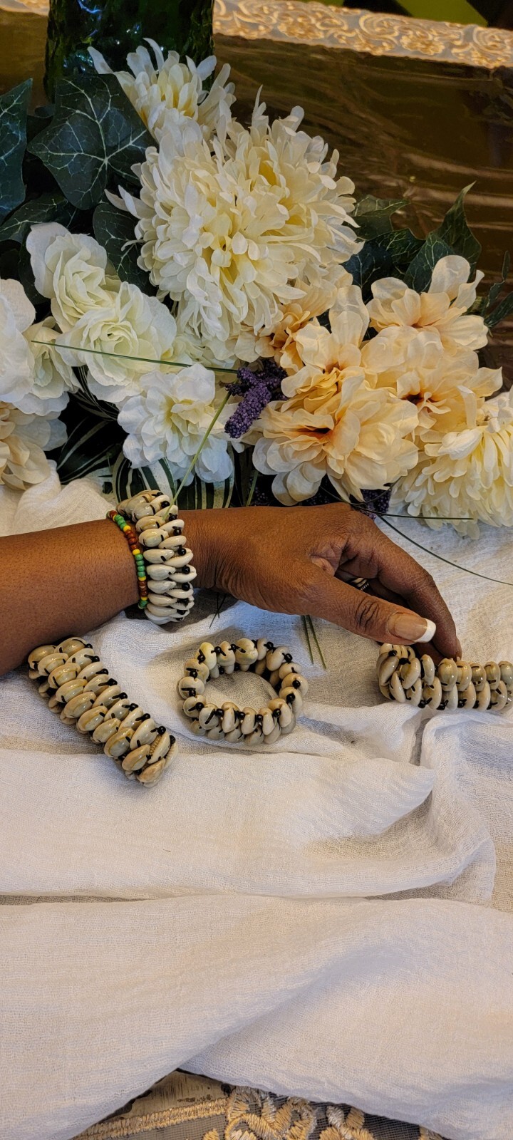 Double-Row Cowrie Shell Bracelet