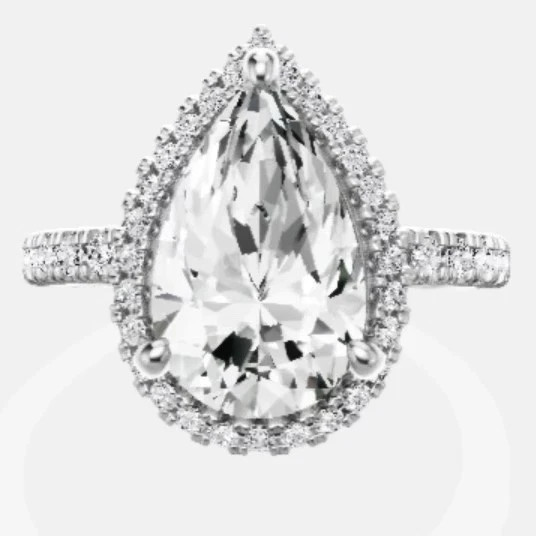 Best Gorgeous Gift Pear Cut Lab Grown Diamond Halo Ring In 14k White Gold