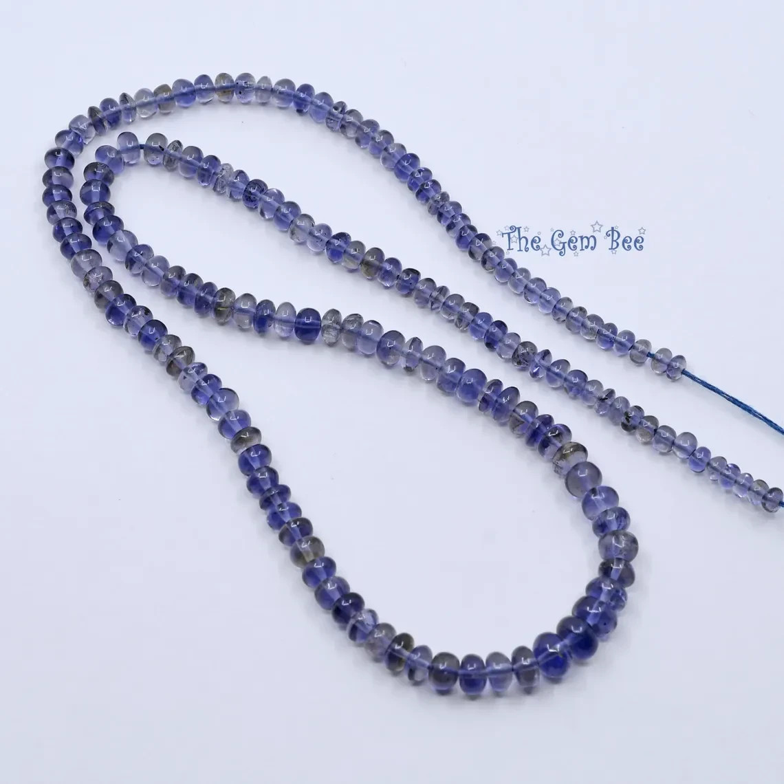 3.5mm-5.5mm Gem Water Sapphire Iolite Hand Cut Smooth Rondelle Beads 16″ strand