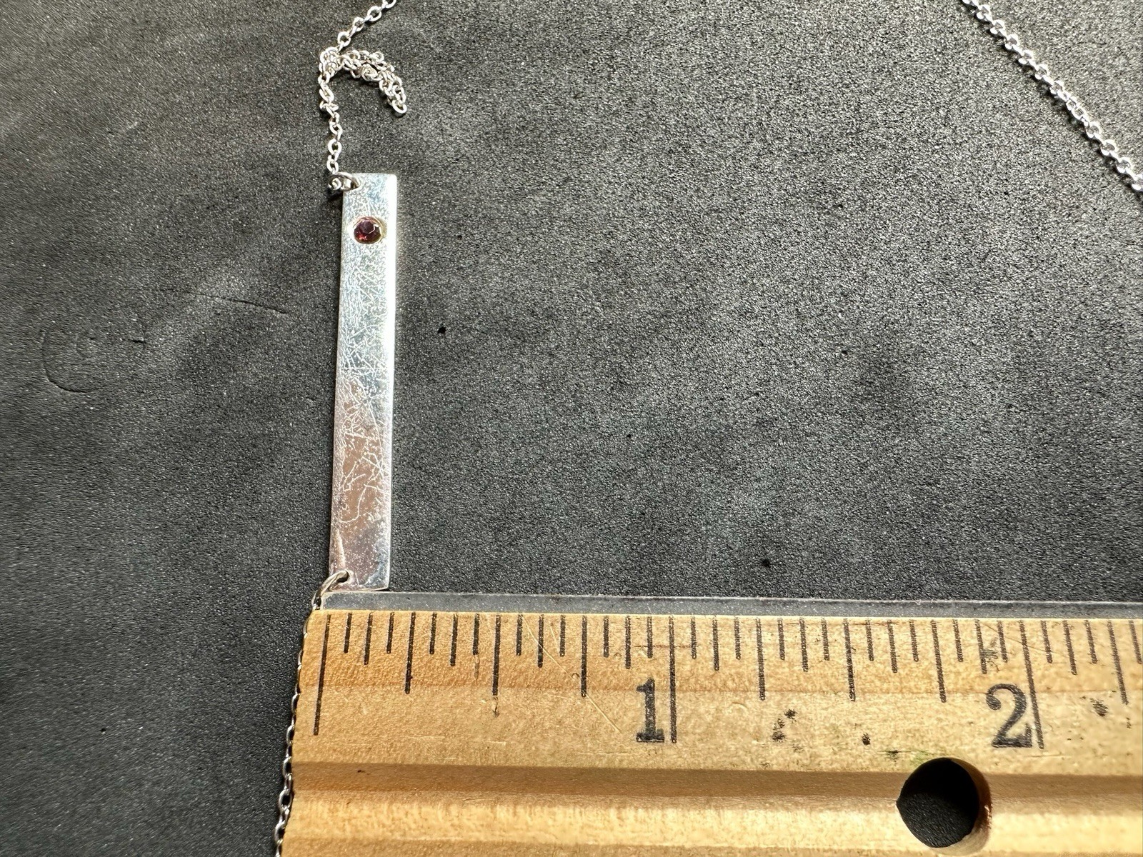 2.82g Vintage Sterling Silver 925 Bar Pendant Necklace Color 18 in