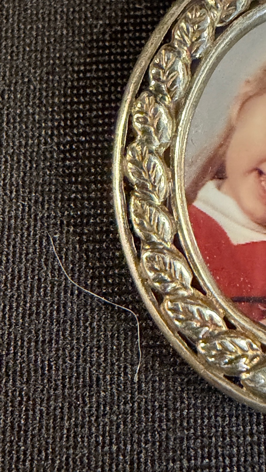 Vintage Sterling & 1OK Gold Diamond Eisel Back Picture Frame Brooch/Pendant