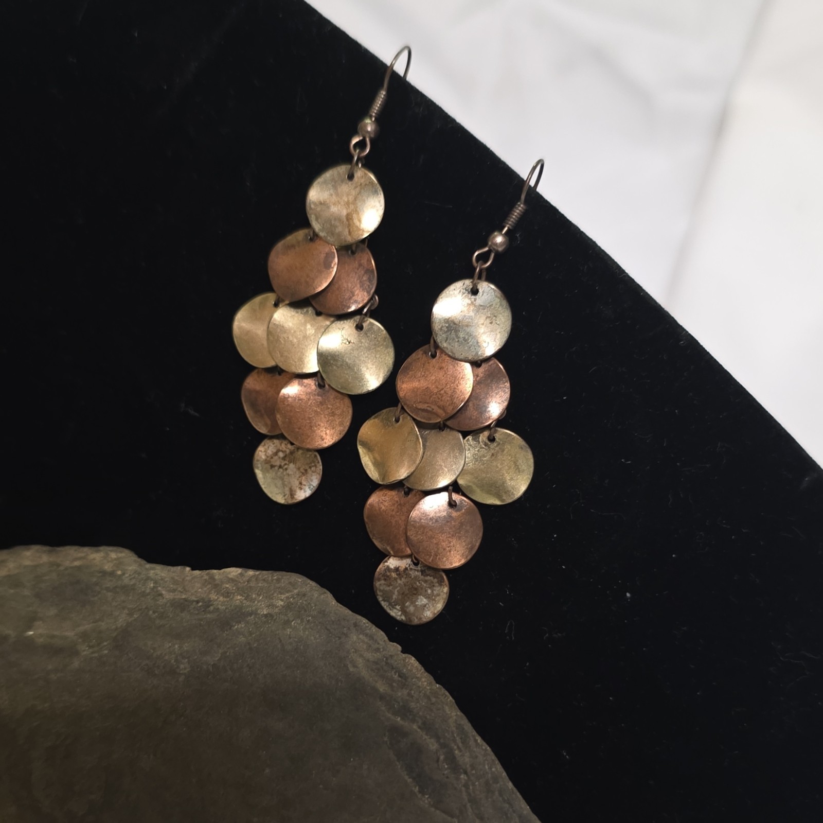 Multicolor Mixed Tone Metal Round Disc Dangle/Drop Hook Earrings