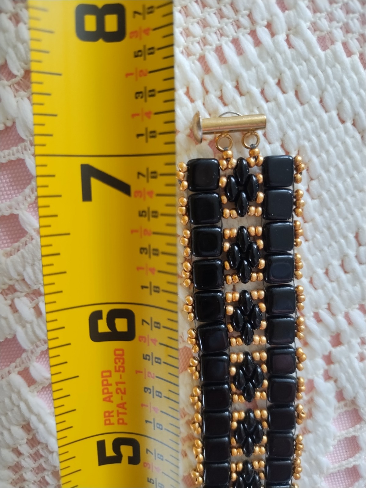 Black and Gold Colored Beaded Bracelet for Women Fashion Jewelry 7.2 In Long