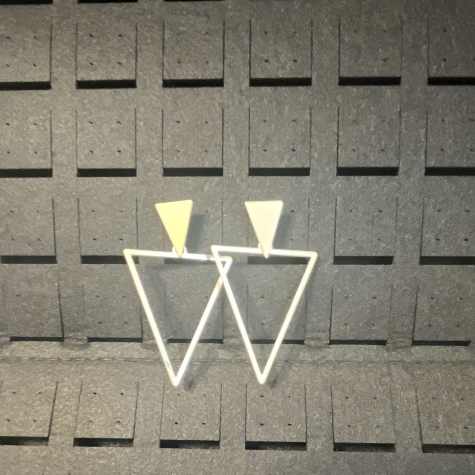 Gold Tone Metal Triangle Geometric Dangle/Drop Earrings Lobe