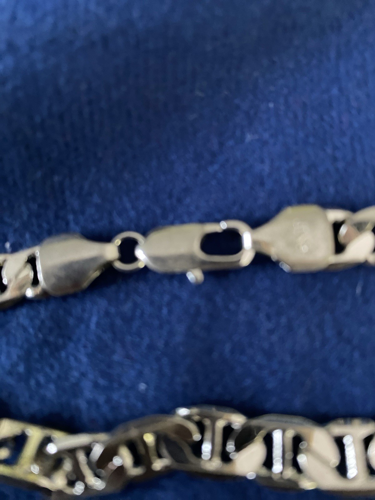 14K White Gold Plated Flat Mariner/Anchor 8 1/4″ Bracelet 5MM Pre Owned RARE