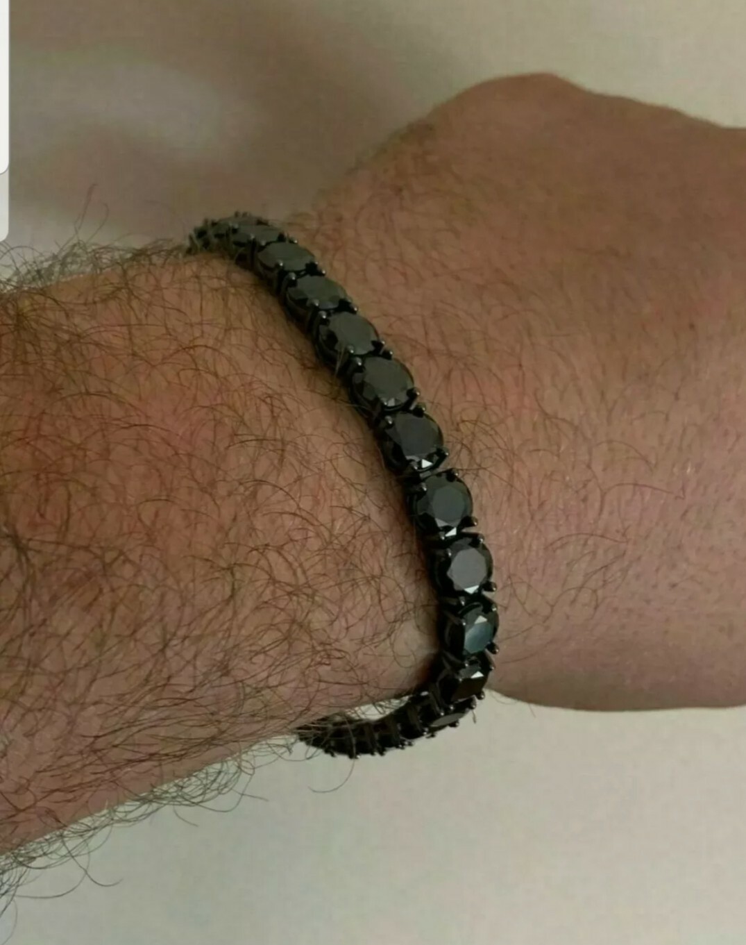 Mens Tennis Bracelet sterling SilverBlack Plated 5mm CZ Bracelet 6″ 7″8″9