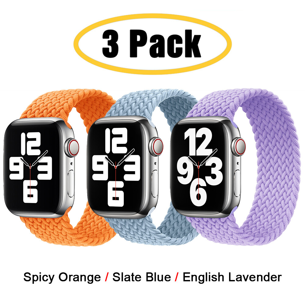 For Apple Watch 11 10 9 8 7 6 5 4 44/45/49mm 3 PACK Braided Solo Loop Band Strap