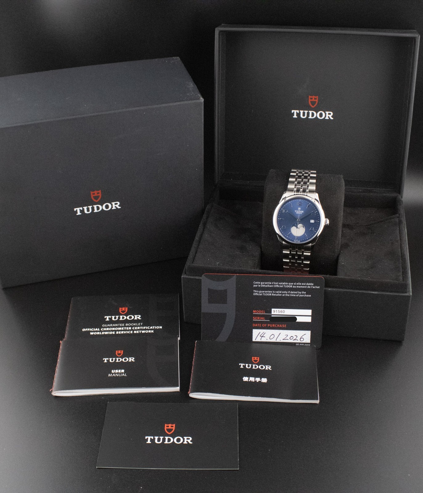 2026 Tudor 1926 Luna Steel Auto 39mm Blue Dial Moonphase Bracelet Watch 91560