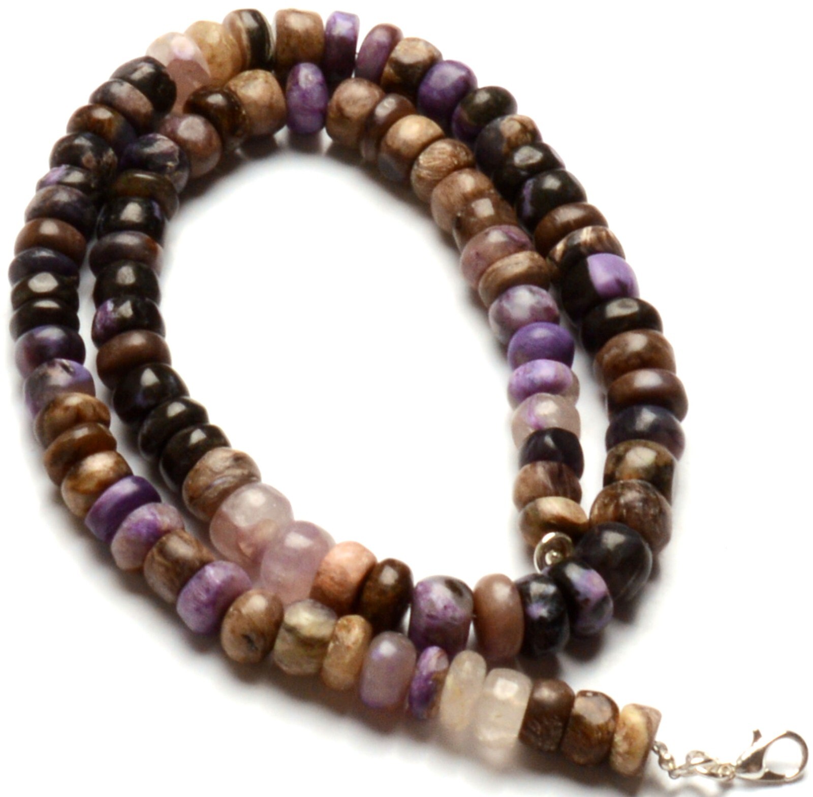 Natural Gem Super Rare Charoite 10MM Approx. Smooth Rondelle Beads Necklace 20″