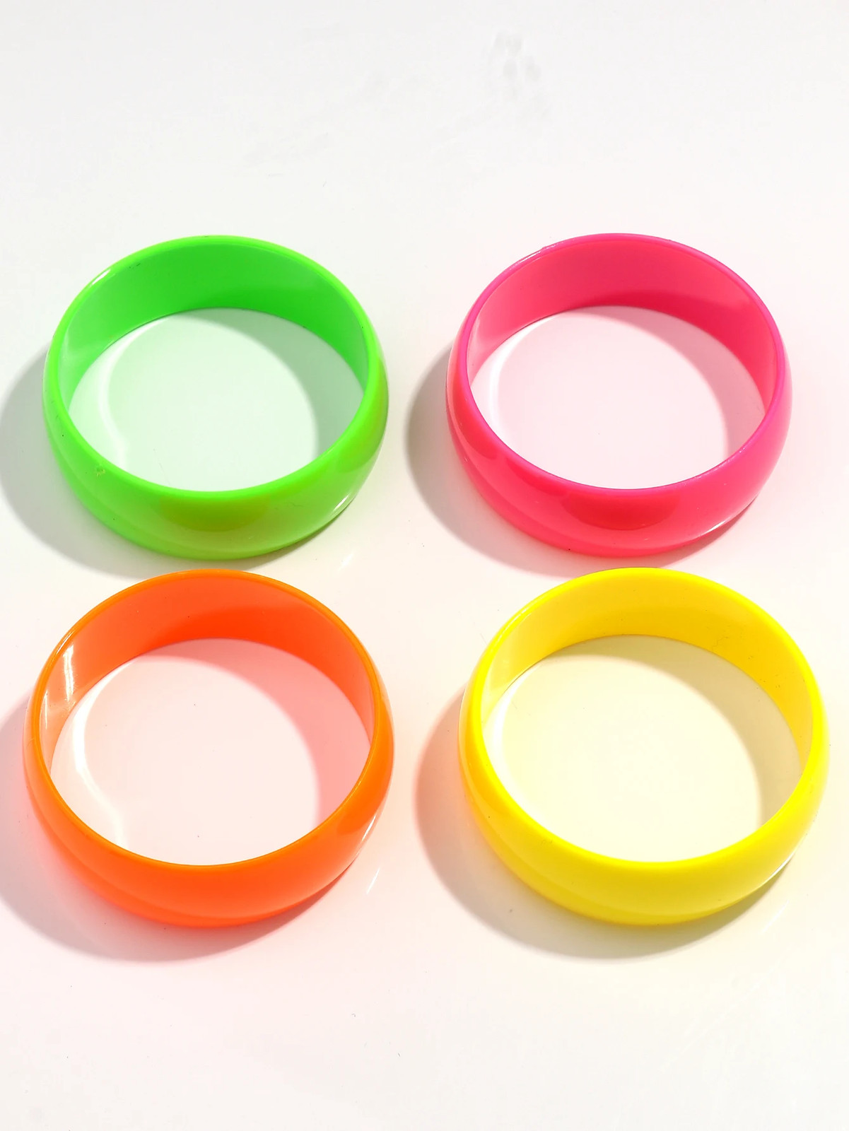 Acrylic Resin Chunky Bangle Women Fluorescent Color Round Wide Strand Jewelry