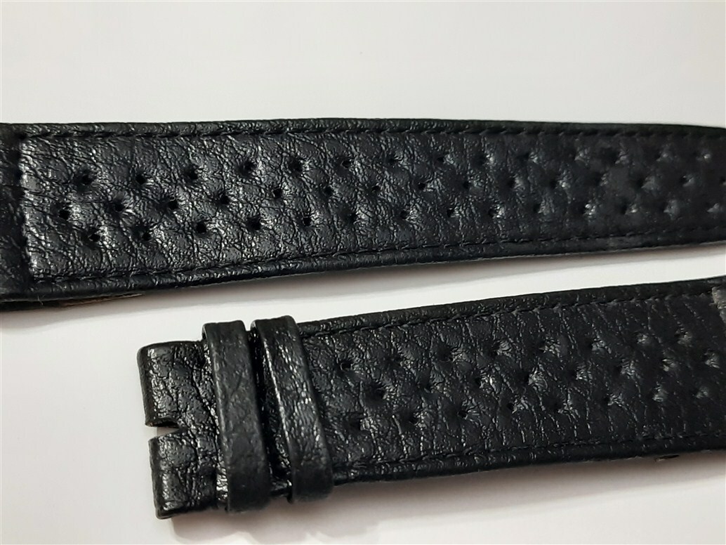 LONGINES 22M 1970’S VINTAGE NOS LONGINES BLACK PERFORATED LEATHER BAND STRAP