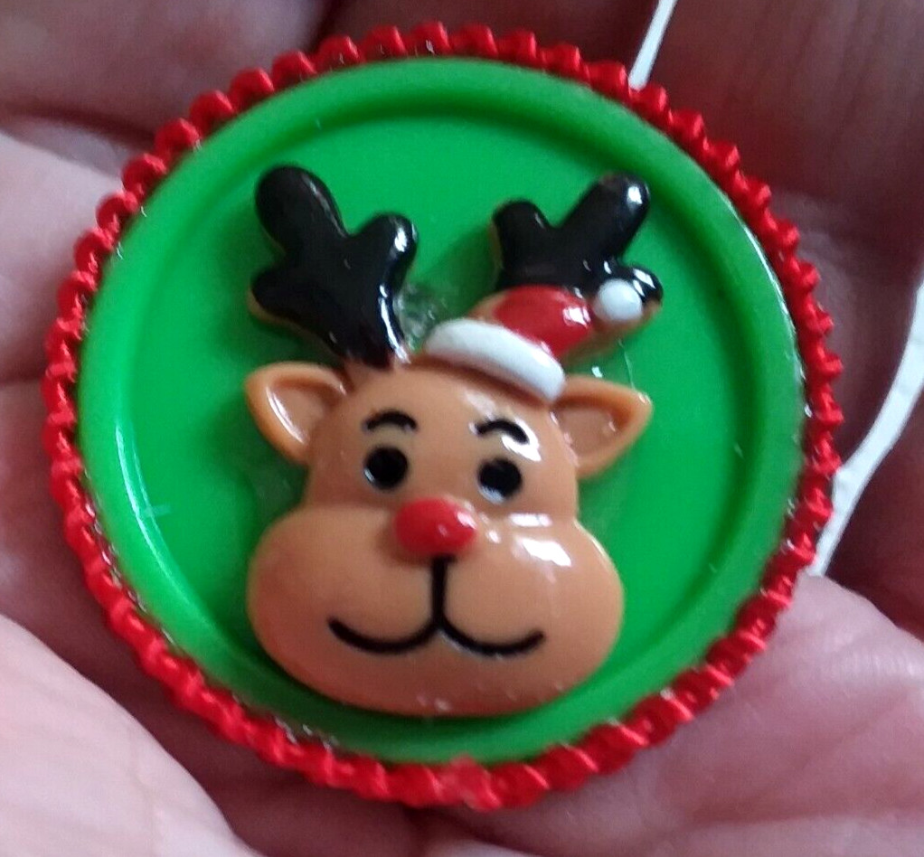 Colorful Novelty Reindeer Button Brooch 02-01-2025