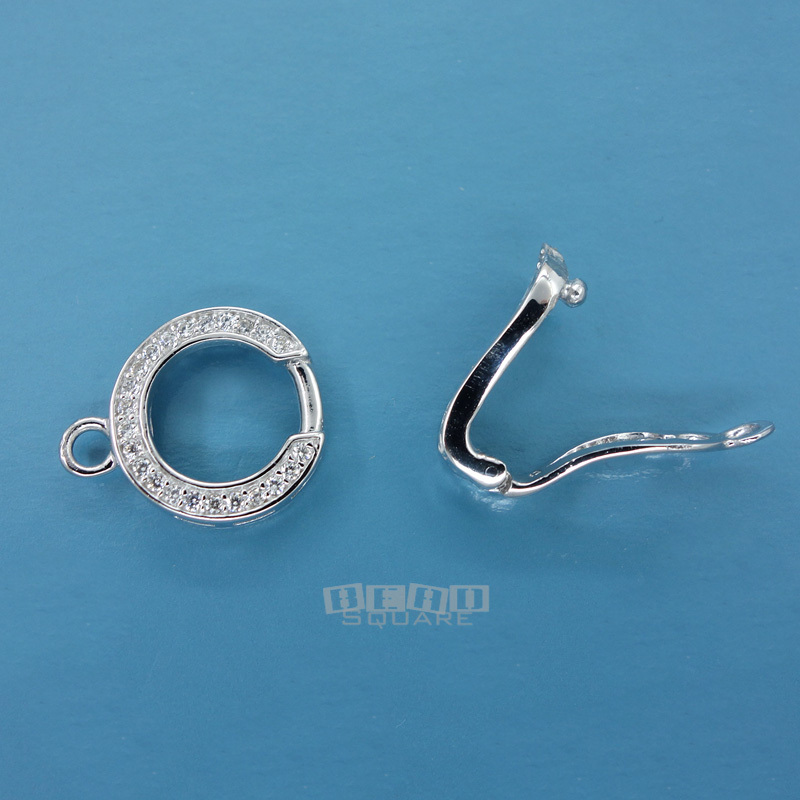 Sterling Silver CZ Crystal Hook & Eye Fold Over Clasp Connector 11.8x27mm #33266