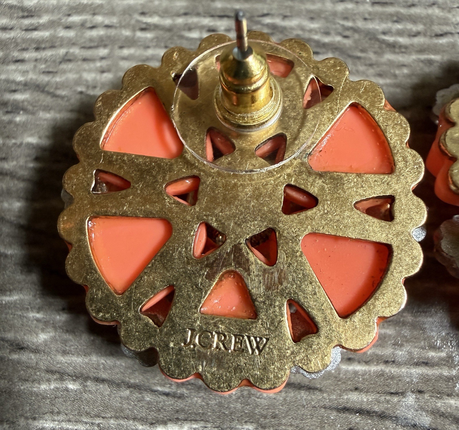 J. Crew Orange Cosmos Pierced Earrings