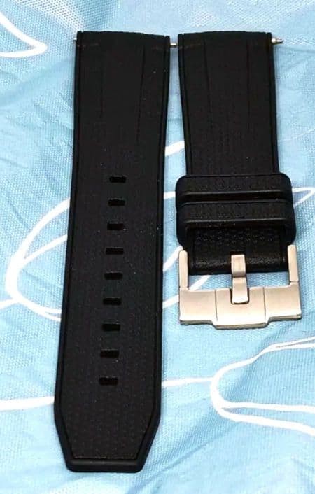 Bulgari Rubber Belt 22mm Black Leather Silver Pin Buckle Used