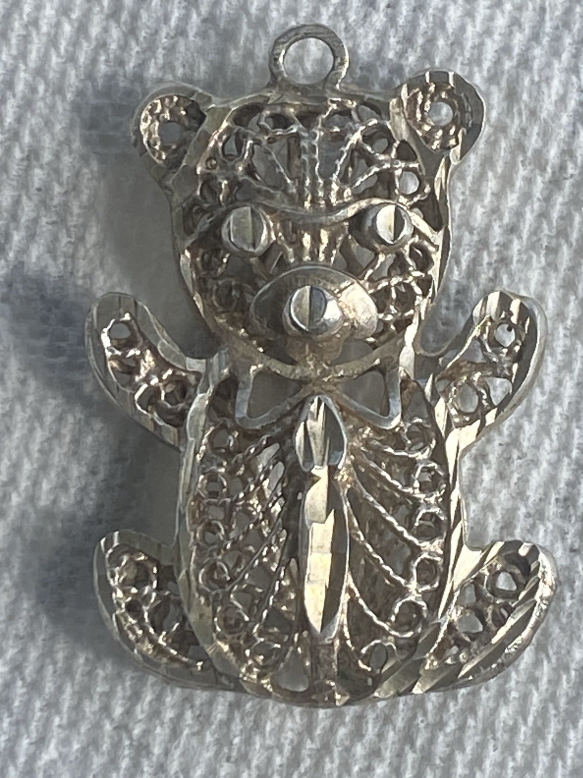Sterling 925 Teddy Bear Pendant 1.5 Inches 10 G Acid Tested No Hallmarks