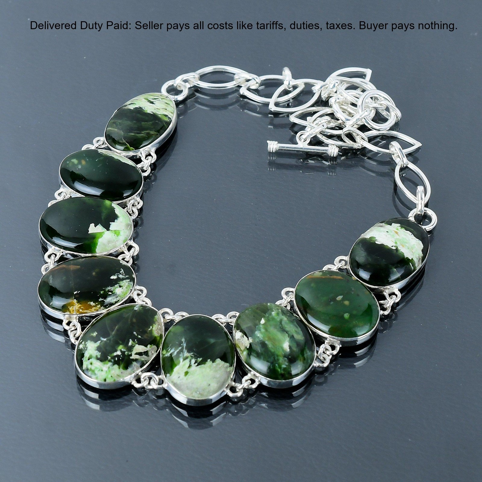 Australian Chrome Chalcedony Stone Sterling Silver Chain Engagement New Necklace