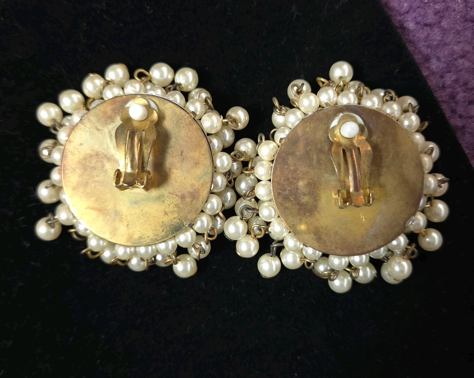 Vtg 1950s 5-Strand Faux Pearl Choker Necklace Clip-On Earrings Set Mid Century