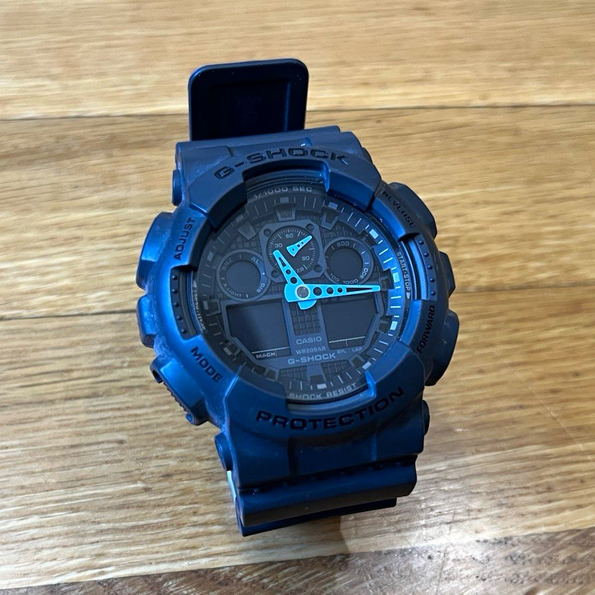 Casio G-Shock GA-100C-8A Mens Ana-Digi 200M Watch Grey Turquoise Blue 5081