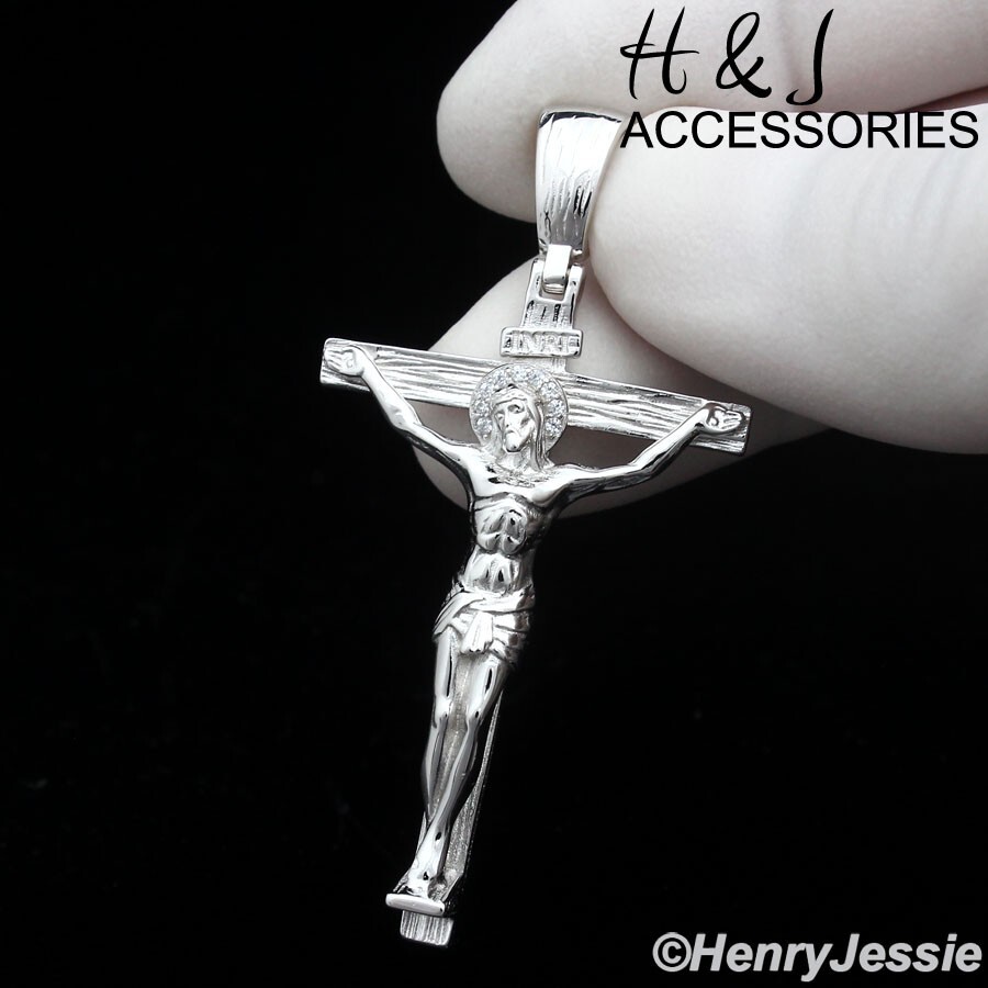 925 STERLING SILVER SIMPLE PLAIN JESUS CHRIST CROSS CRUCIFIX CHARM PENDANT*SP423