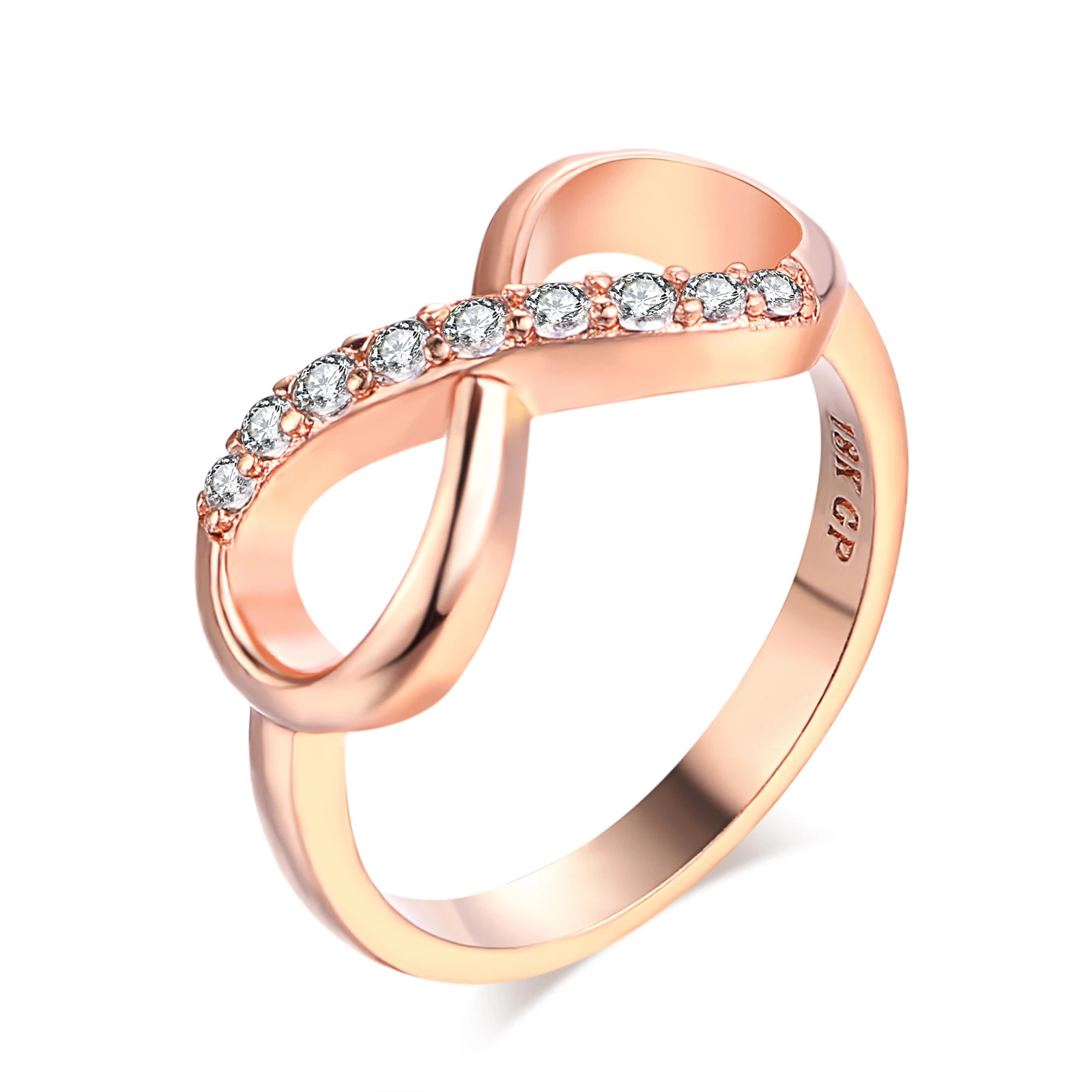 Wedding Band Ring Infinity Heart Love Zircon Tension Mount Women Jewelry
