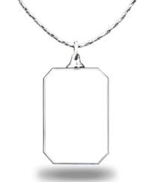 Blank K9 Crystal Dog tag shape pendant with 24″ Silver Chain