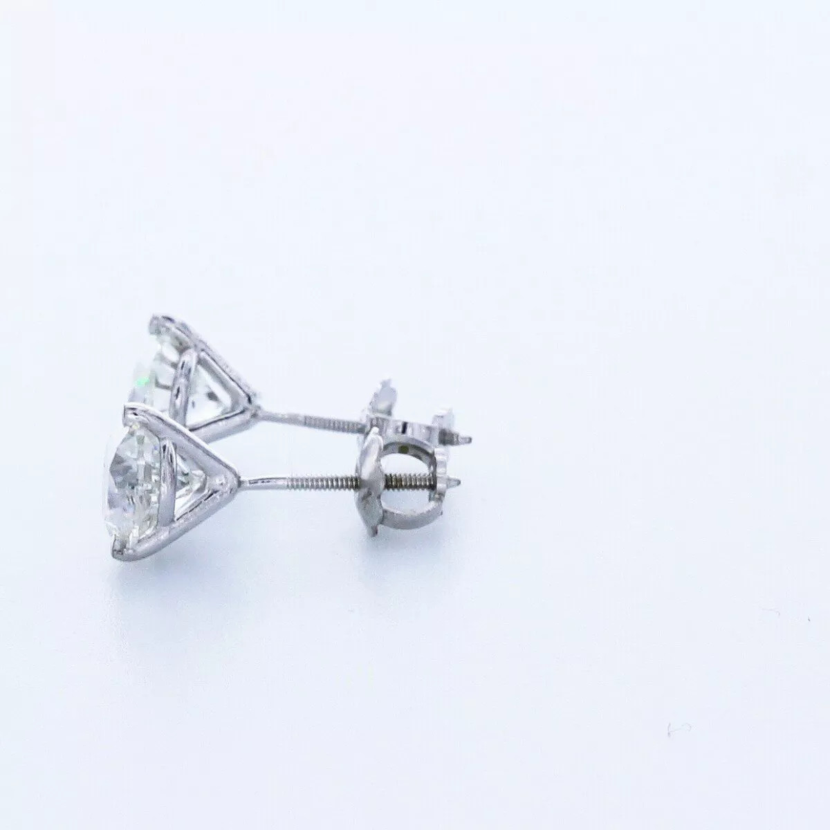 Stud Earrings Solid 14K White Gold Classic 2.15 CT Round Natural Diamond E VS2