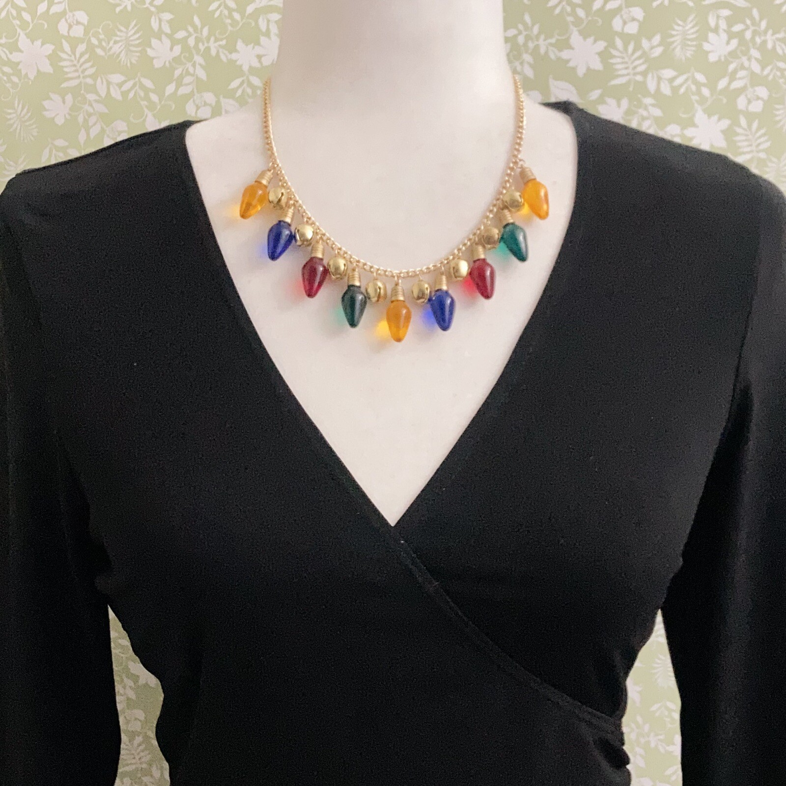 Handmade Christmas Theme Light Jingle Bell Necklace Earrings Set Funky Fun