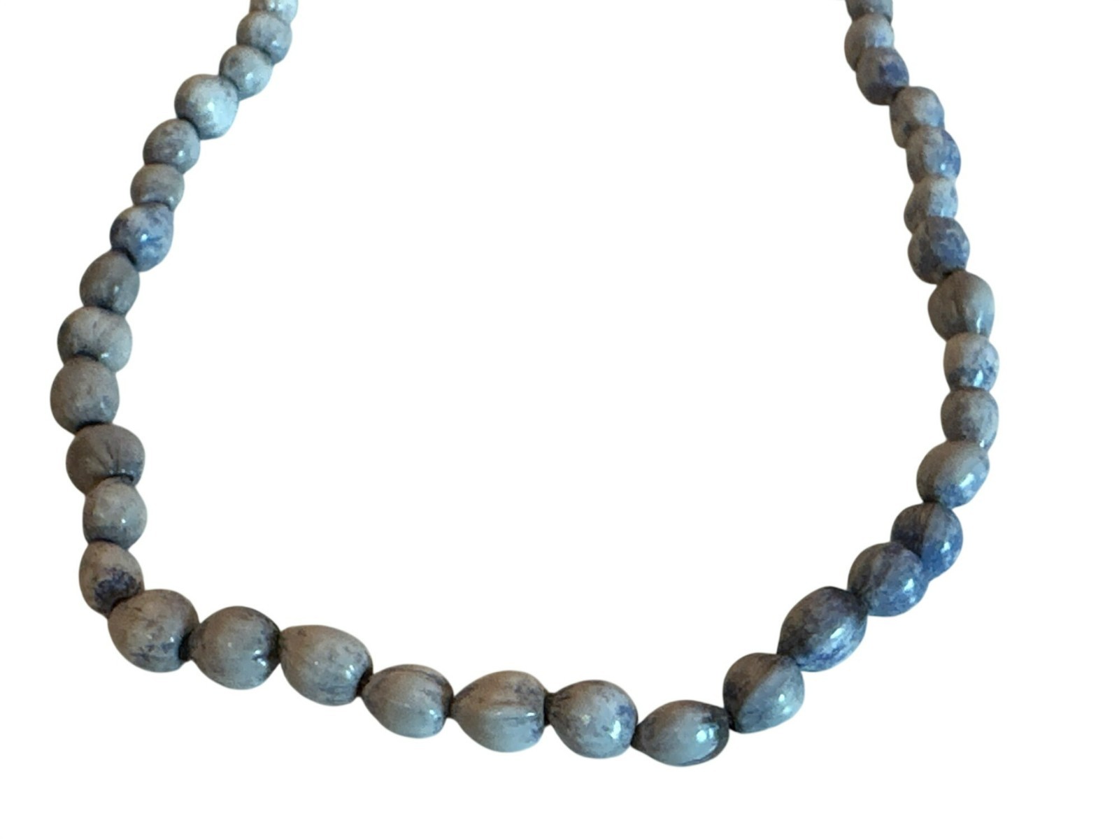 Dyes Job’s Tears Seeds Beaded Necklace Vintage 1960’s Handmade Hippie 18″