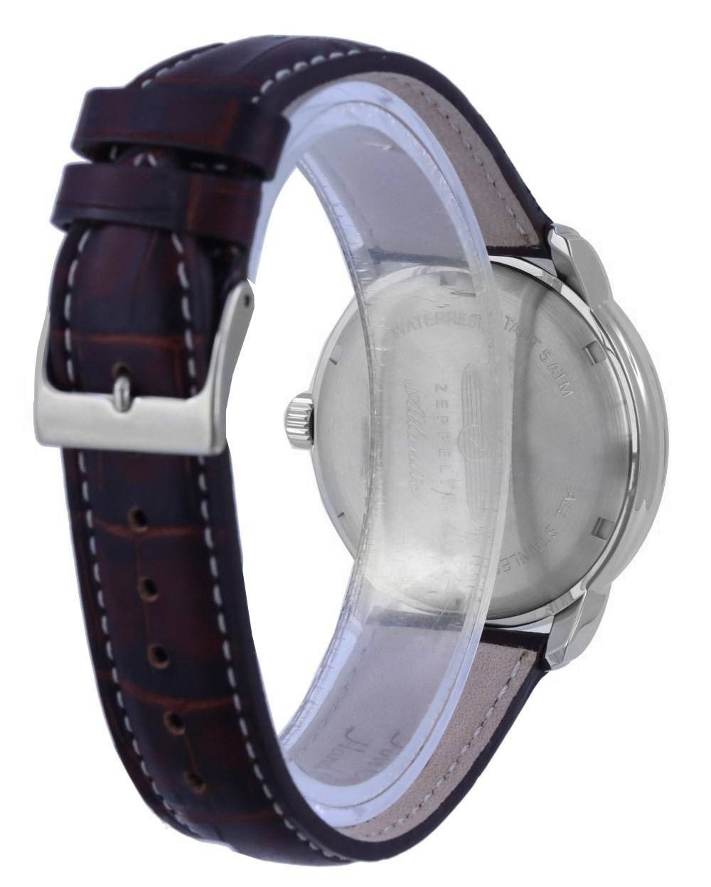 Zeppelin Atlantic Beige Dial Leather Strap Quartz 8442-5 84425 Men’s Watch