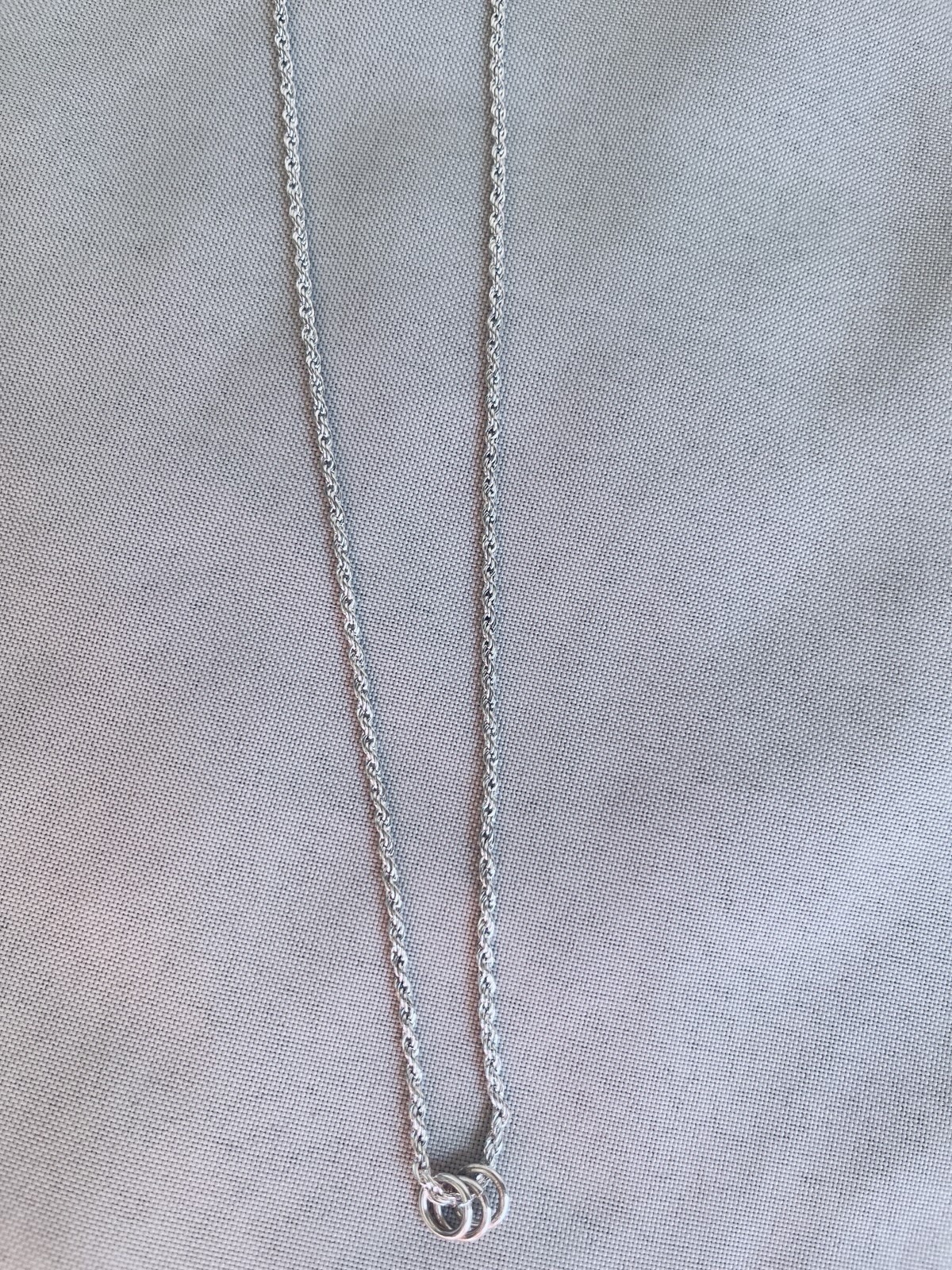 Silver Tone Rope Chain Necklace w/ Lobster Clasp & Adjustable Extender