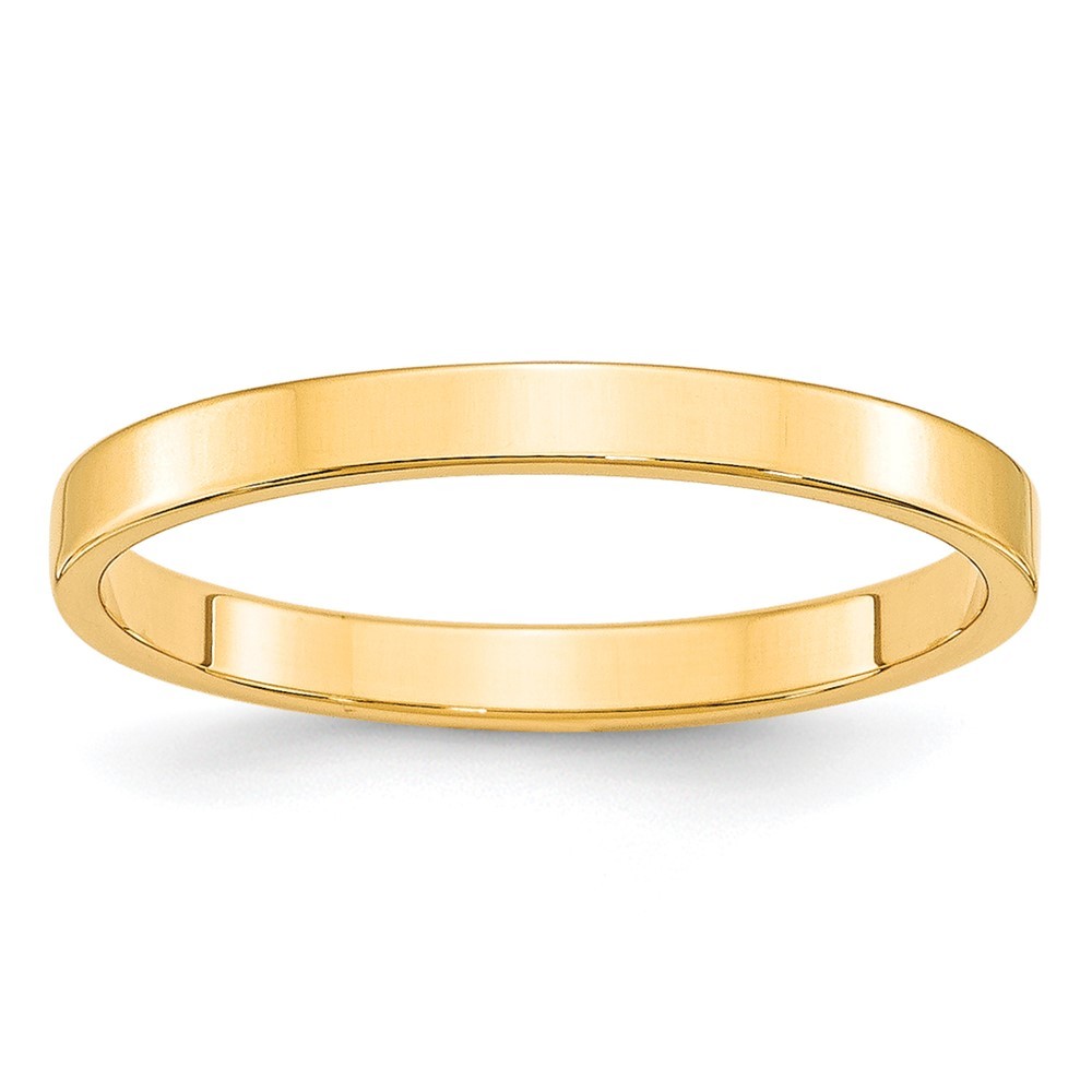 10k Yellow Gold 2.5mm Lightweight Flat Wedding Band Ring Size 6