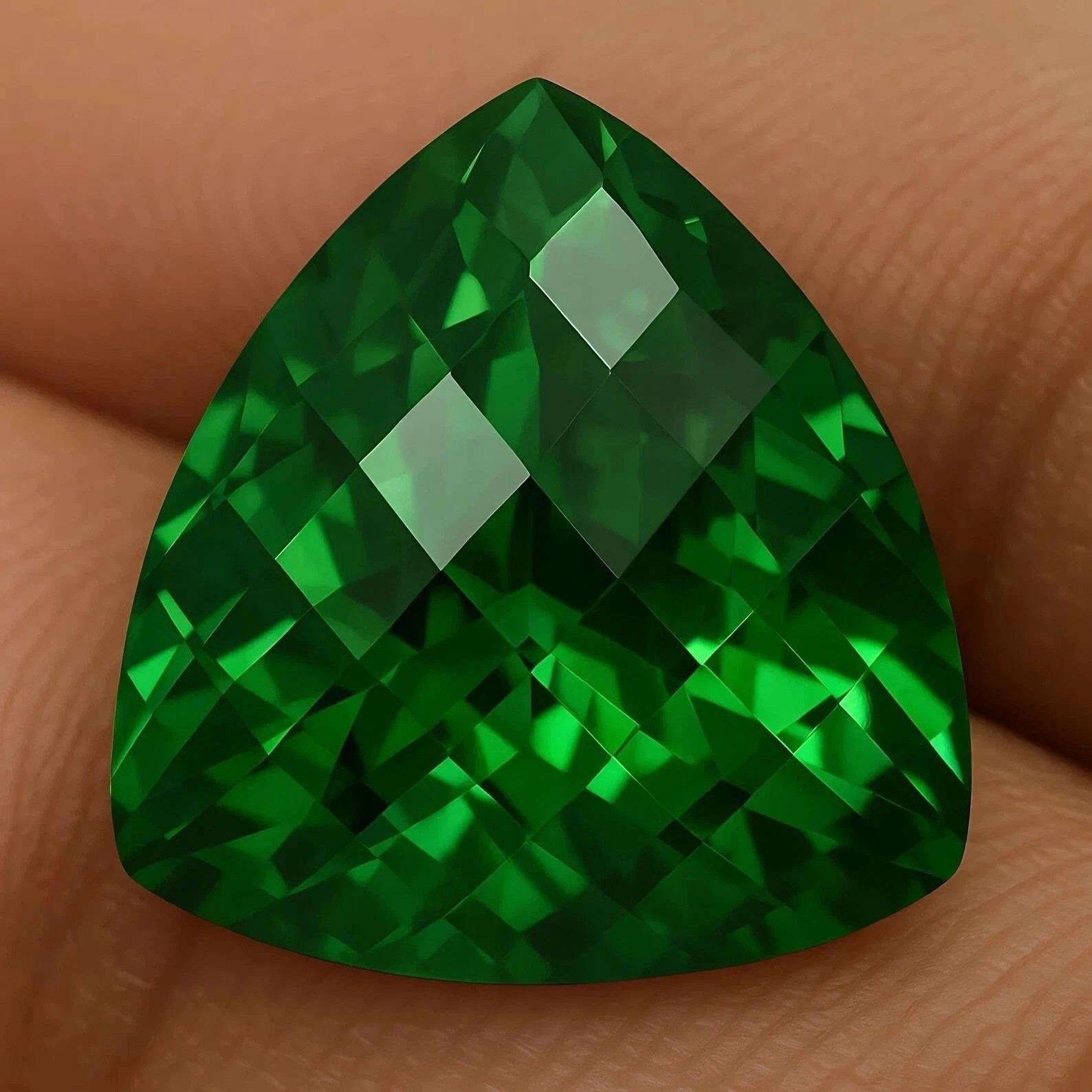 10.10 Ct Natural Colombian Green Emerald Trillion Cut Certified Loose Gemstone