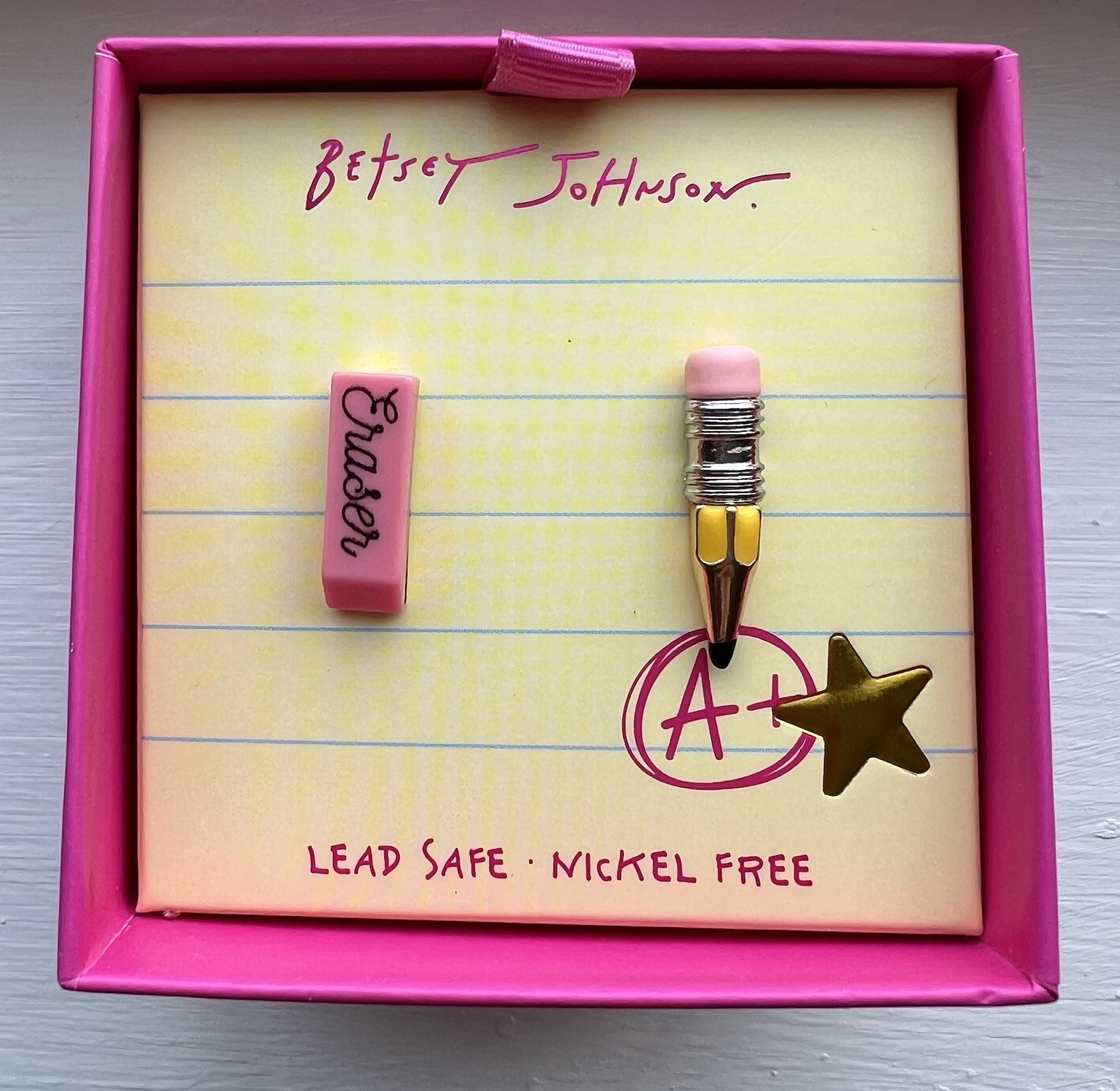 Betsey Johnson Pencil & Eraser Earrings Stud Earrings Back to School