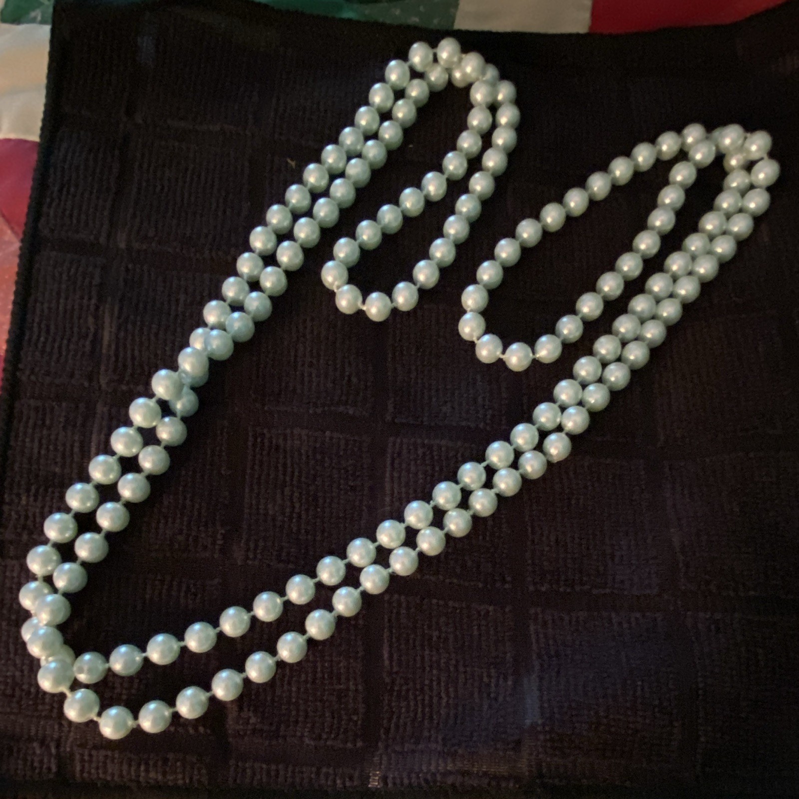 White Imitation Pearl Beaded Strand Necklace, Round Simulated Plastic Beads
