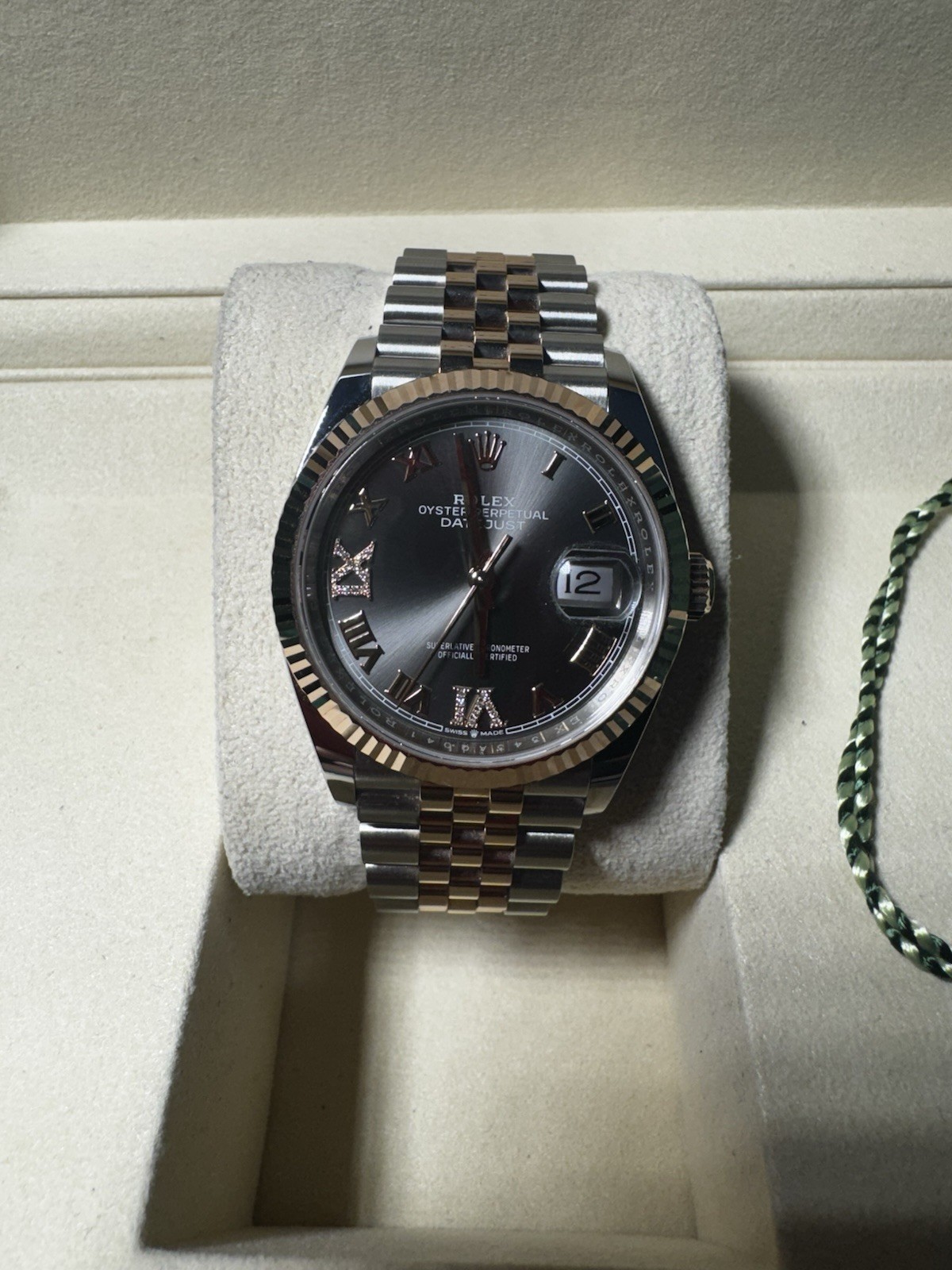 Rolex Datejust 36mm Slate Roman Dial Two-Tone Rose Gold Jubilee Watch 126233
