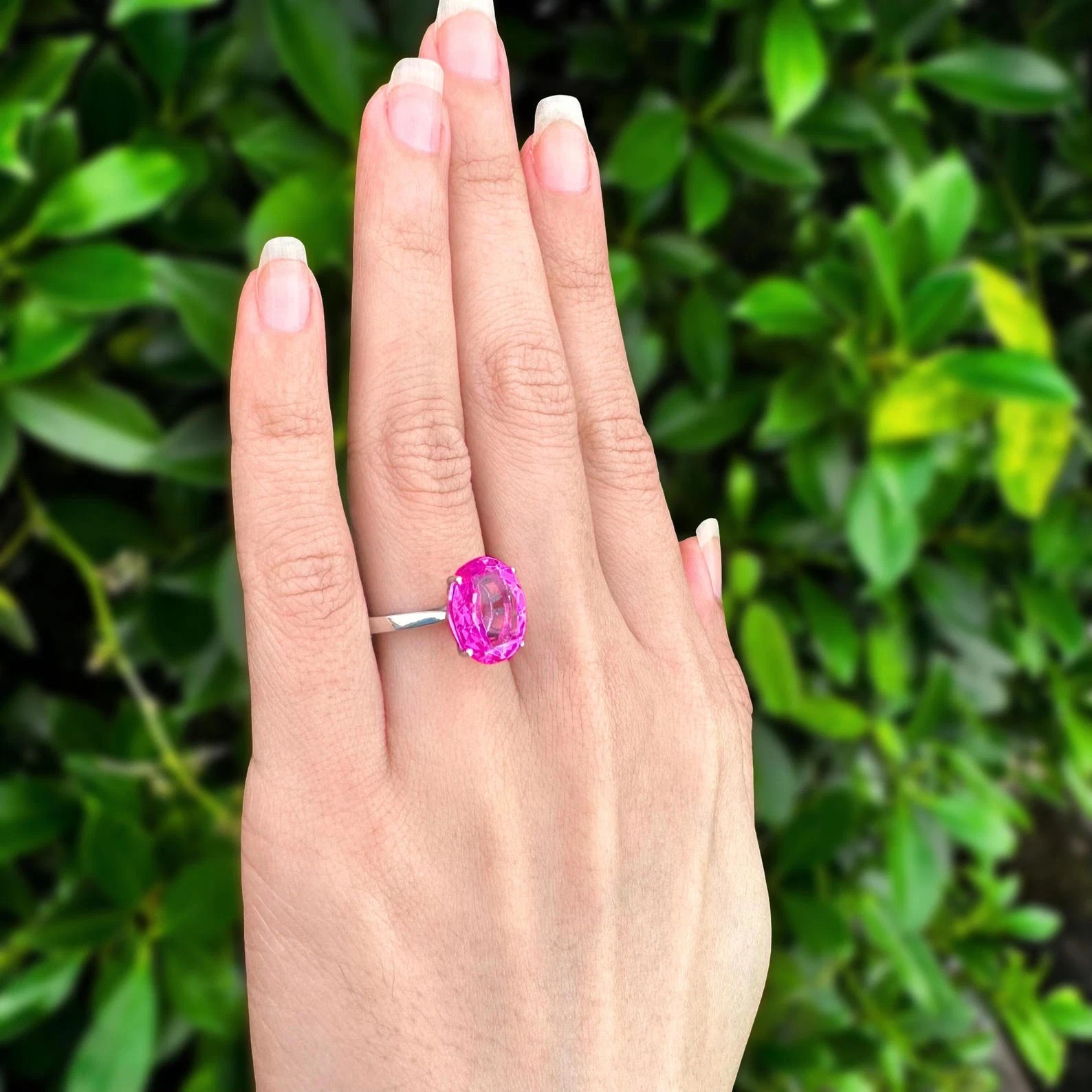 12 Ct Stone Natural Certified Pink Sapphire Oval Cut Ring 925 Silver Ring Size 9