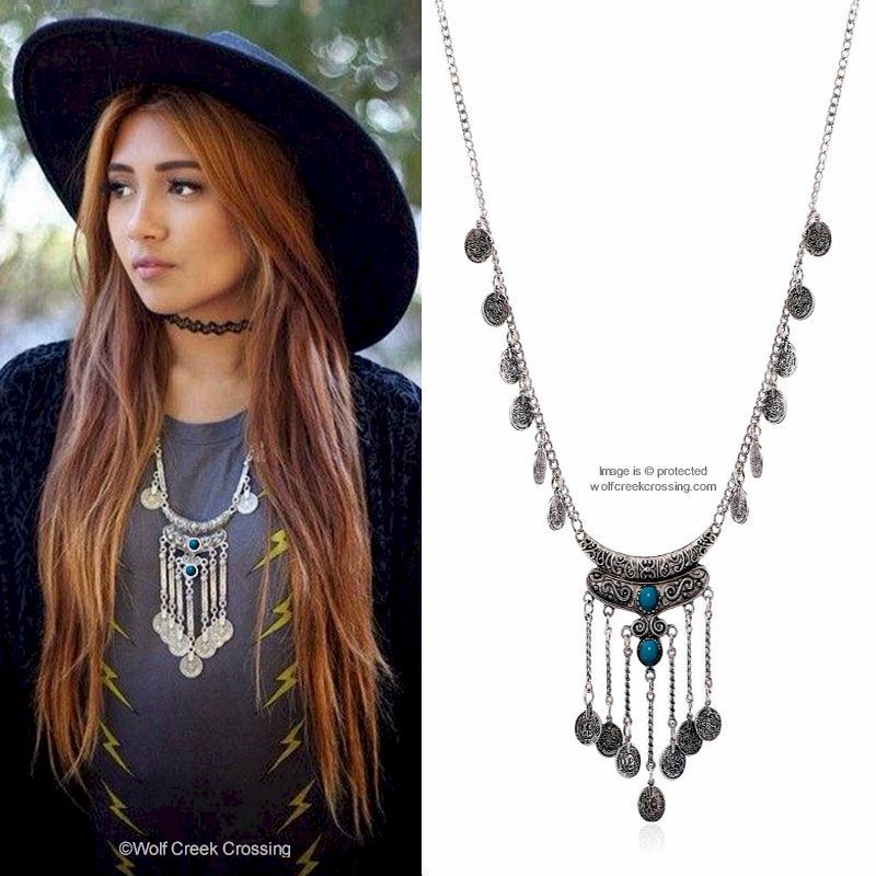 TURQUOISE STONES GYPSY SOUL – BEACH ETHNIC TRIBAL NECKLACE JEWELRY – FREE SHIP’